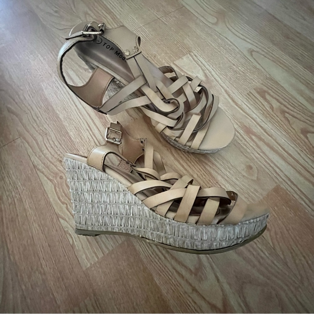 Top Moda | Strappy Nude Beige Wedge